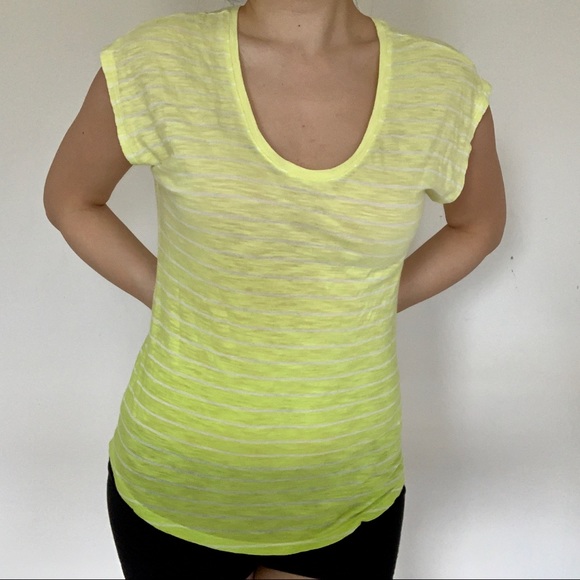 Express short-sleeve yellow striped t-shirt XS - Picture 2 of 6